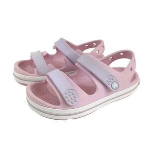 Crocs Crocband Cruiser Sandals Girls 11 Pink Adjustable Hook & Loop Water Shoes